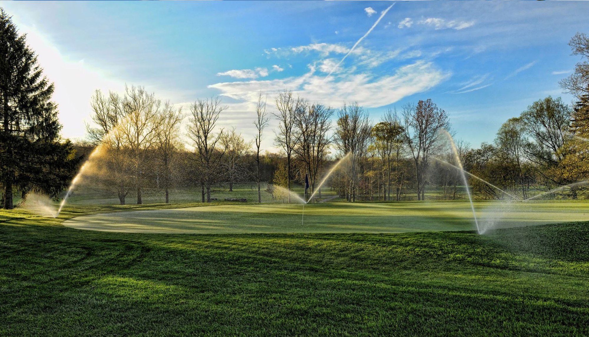 Image of golf ball on tee on grass.